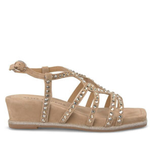 Sandalias suede sand cuña media