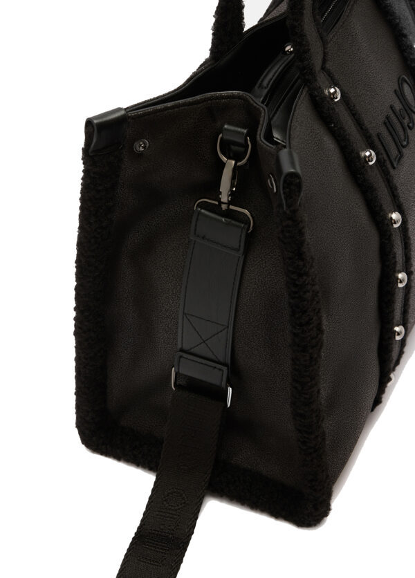Bolso Tote Grande Negro Peluche - Imagen 4