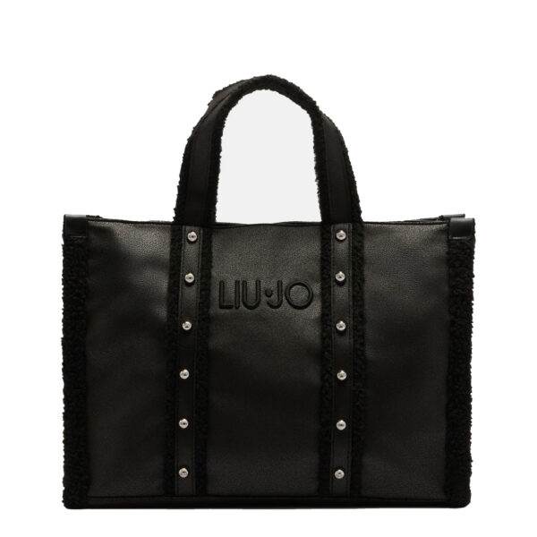 Bolso Tote Grande Negro Peluche