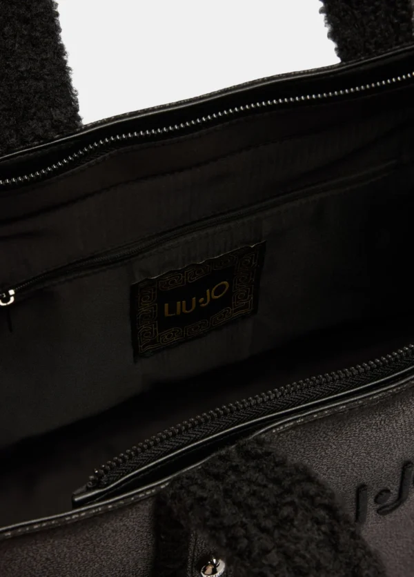 Bolso Tote Grande Negro Peluche - Imagen 3
