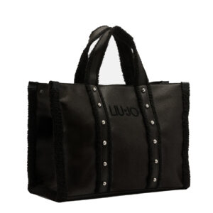 Bolso Tote Grande Negro Peluche