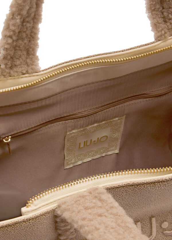 Bolso Tote Grande Beige Peluche - Imagen 4