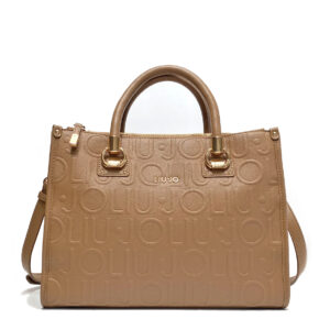 Bolso Satchel Mediano Con Logotipo Marrón