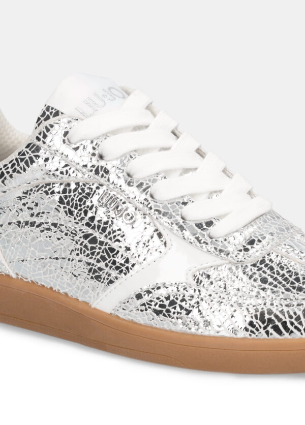 Sneakers de Piel Craquelada Plateadas - Imagen 5