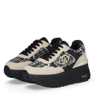 Sneakers Negras con Plataforma Alta