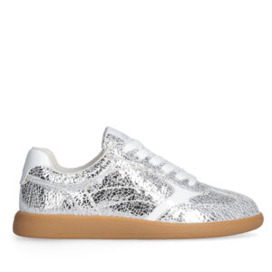 Sneakers de Piel Craquelada Plateadas