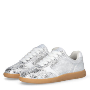 Sneakers de Piel Craquelada Plateadas