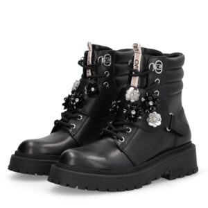 Botas militares negras con pedrería