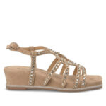 Sandalias suede sand cuña media