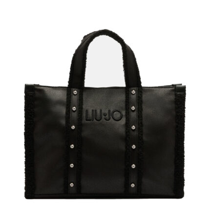 Bolso Tote Grande Negro Peluche