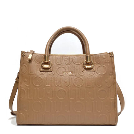 Bolso Satchel Mediano Con Logotipo Marrón